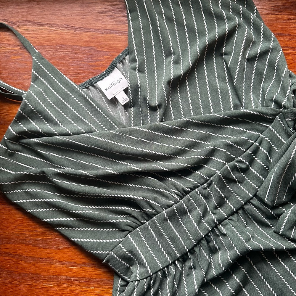 Green Striped Romper w/pockets